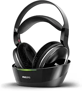Philips SHC8800/12 trådlösa hörlurar med över-örat digital – 30 m räckvidd Adjustable Svart