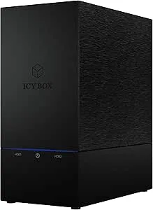 ICY BOX Externt RAID-system (0/1/Single/Large) för 2x 3,5-tums SATA-hårddiskar, USB 3;0 (UASP), SATA III, fläkt, svart, IB-RD3621U3
