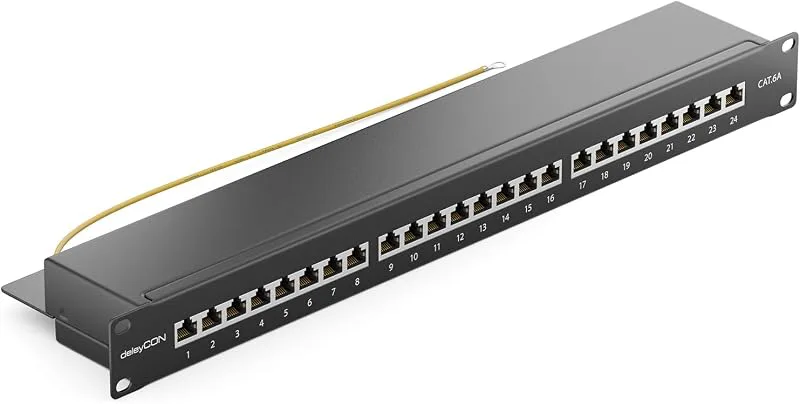 deleyCON CAT 6a Patch Panel Distributionspanel 24 Port
