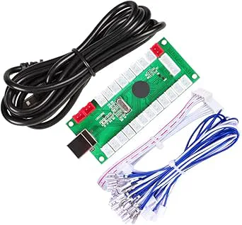 EG STARTS Zero Delay USB-kodare för PC-spelkontroller för arkadspel Joystick Mame Jamma Parts (Begagnad Joystick 5Pin + Happ-typknappar)