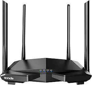 Tenda AC6 AC1200 Dual Band Wireless Cable Router,867Mbps/5GHz+ 300Mbps/2.4GHz, IPV6, Föräldrakontroll, Gästnätverk, 4 * 5dBi externa antenner, WPS, Svart