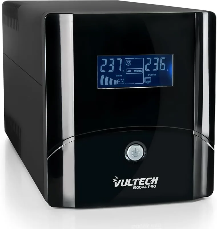 VulTech UPS1500VA-PRO Line interaktiv kontinuitetsgrupp med LCD, svart [Italien]