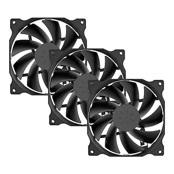 UpHere 120 mm tyst fläkt för datorfodral kylning ultratyst datorfodral med högt luftflöde, 3-pack, 12BK3-3