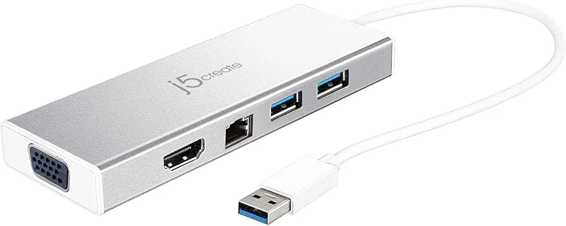 j5create USB 3.0-hubb med HDMI, VGA, RJ45 Gigabit Ethernet