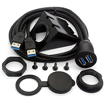 Infälld USB 3.0 kabel, dubbel USB tråd Dash Panel Mount kabel hane till hona kod för bil, lastbil, båt, motorcykel instrumentbräda