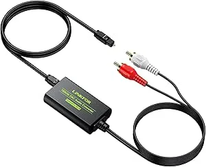LiNKFOR 192 kHz DAC-omvandlare digital till analog omvandlare digital optisk SPDIF Toslink till analog stereoljud RCA L/R ljudadapter med optisk kabel