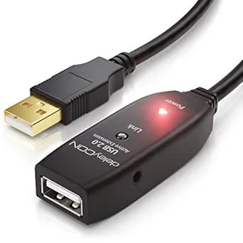deleyCON 10m USB 2.0 Förlängningskabel Repeaterkabel Aktiv