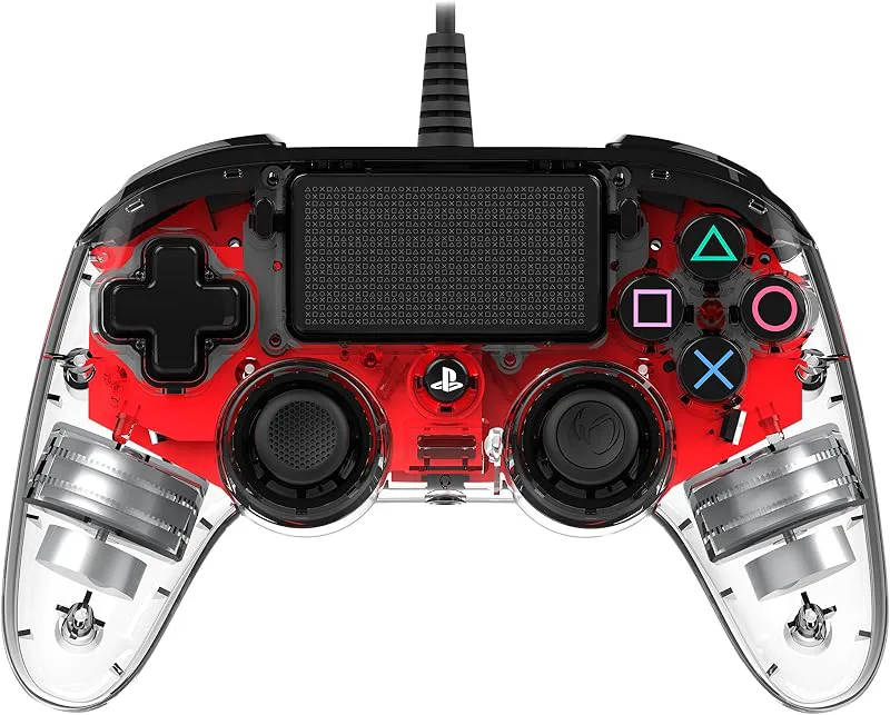 Nacon PS4 Wired Compact Controller Handkontroll, Röd, 17.5 x 7 x 21.5 cm