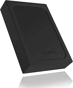ICY Box IB-256WP Externt hölje med skrivskyddsbrytare för 1 x 2,5 tum HDD/SSD, USB 3.0 (UASP), silikonskyddsfodral, SATA-III upp till 15 mm höjd