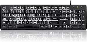 Perixx Periboard-317 Trådbundet USB vitt LED-bakgrundsbelyst tangentbord,