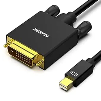 BENFEI Mini Displayport till DVI 1,83M kabel, BENFEI Mini DP DisplayPort till DVI-kabel hane till hane guldpläterad sladd för MacBook, iMac(LG51) Surface Pro och laptop 000161black