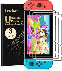 ivoler [3 Pack] Skärmskydd i härdat glas för Nintendo Switch