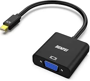 BENFEI Mini DisplayPort till VGA-adapter, Mini DP-displayport till VGA (Thunderbolt-kompatibel) hane till hona adapter för ThinkPad SurfacePro PC