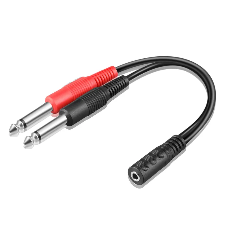 3,5 mm TRS till 2x 1/4 tum TS stereo ljudbrytkabel adapter