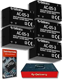 AZDelivery 3 x 220V till 5V Mini Strömförsörjning kompatibel med Arduino och Raspberry Pi inklusive en E-Book!