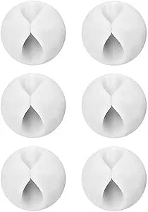 Kabelhållare självhäftande vit, U-horizon 6 stycken kabelklämmor skrivbord mångsidig kabeldragning kabelarrangör för strömkabel, USB-kabel, hörlurskabel, TV-PC laptop hemma kontor, vit