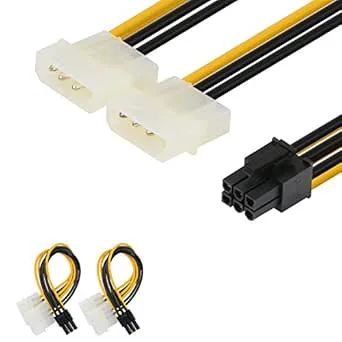 J&D [2-pack] 6 stift PCIe till 2 x 4 stift Molex LP4 strömkabeladapter