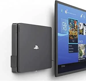 Monzlteck nytt väggfäste för PS-4 Slim, nära eller bakom TV, platsbesparande, anpassat för att passa PlayStation4 Slim, lätt att installera