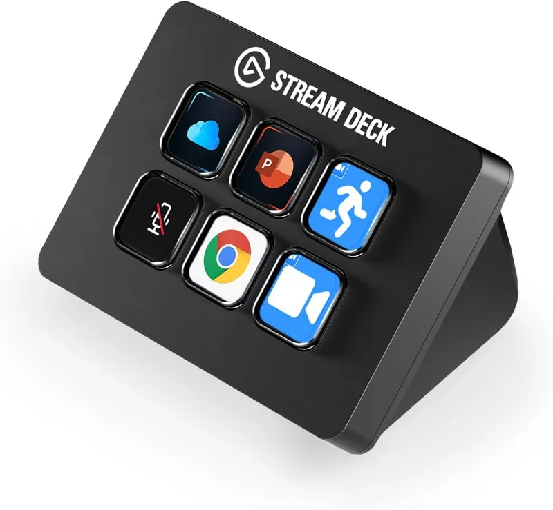 Elgato Stream Deck Mini, Kompakt kontrollbord för direktsändning med 6 anpassningsbara LCD-tangenter, utför åtgärder I OBS Studio, Streamlabs, Twitch, YouTube med flera