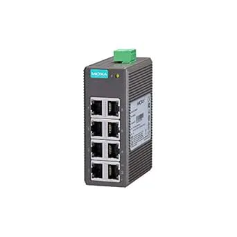 EDS-208 – Moxa 8-port ingångsnivå ohanterad Ethernet-omkopplare med (8) 10/100BTX-portar (plasthölje) (strömförsörjning ingår inte).