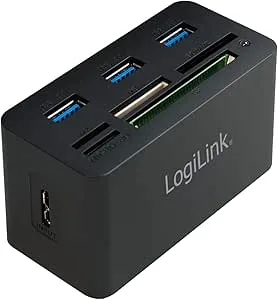 LogiLink CR0042 USB 3.0 Hub med Allt-i-ett-kortläsare, Svart