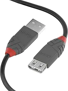 LINDY 36701 USB 2.0 typ A förlängningskabel, Anthra Line