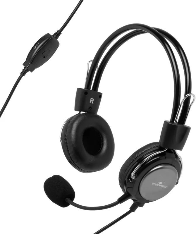 Bluestork MC-201 Headset binaural pannband svart, silver