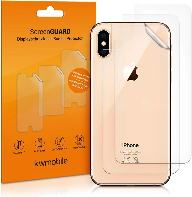 kwmobile 3X Protective Film Back Cover Compatible
