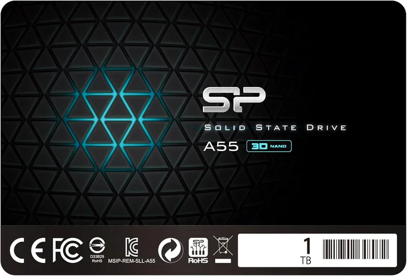 Silicon Power SSD 1TB 3D NAND A55 SLC Cache Performance Boost 2.5 inch SATA III 7mm Internal Solid State Drive