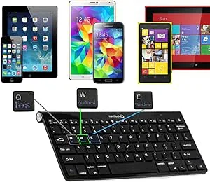 Navitech Svart trådlöst Bluetooth multiOS tangentbord kompatibelt