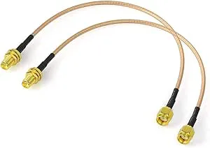 BingfuWiFi-antenn med koaxialkabel RP-SMA hane till RP-SMA hona skottmontering RG316 30 cm (2-pack) för trådlös PCI Express (PCIE) nätverkskort