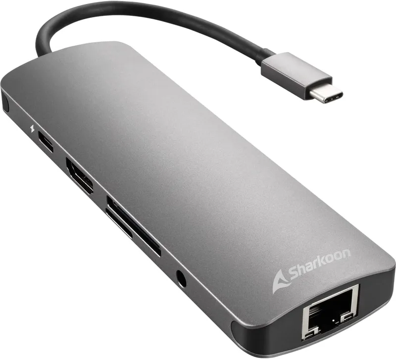 Sharkoon USB 3.0 typ C kombo adapter mörkgrå