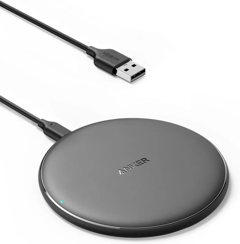 Anker PowerWave trådlös laddare, 10W laddningsställ, Qi-certifierad, snabbladdningsteknik, kompatibel med iPhone XR/XS Max/XS/X/8/8 Plus/Galaxy S9/S9+