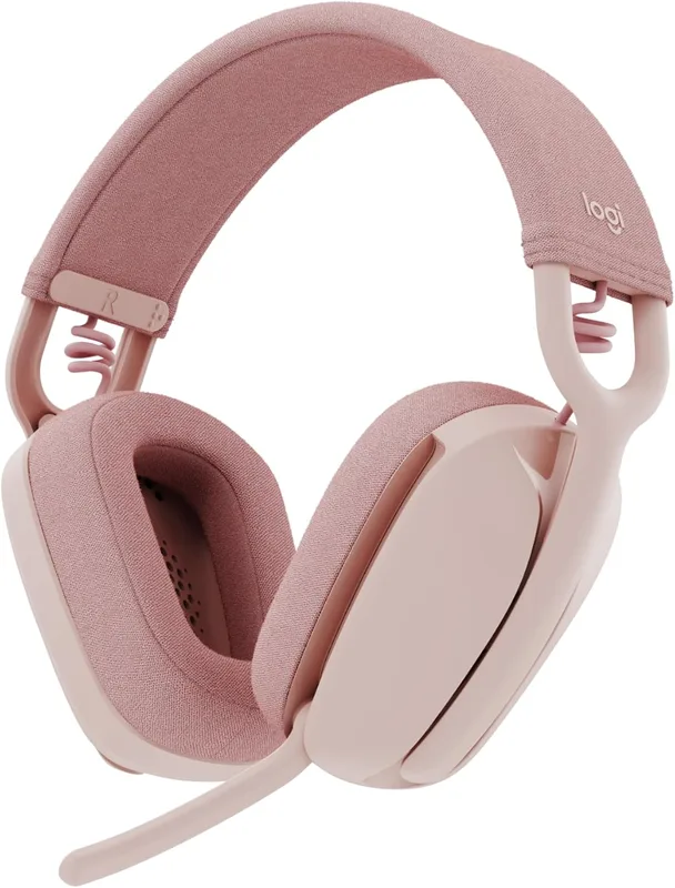 Logitech Zone Vibe 100 lätta trådlösa örontäckande hörlurar med brusreducerande mikrofon, avancerat multipunkt Bluetooth