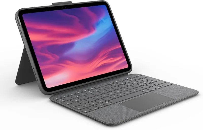 Logitech Combo Touch, avtagbart iPad-tangentbordsfodral(10:e generationen och A16) en stor precisionsstyrplatta,ett bakgrundsupplyst tangentbord i normalstorlek och Smart Connector, PAN QWERTY