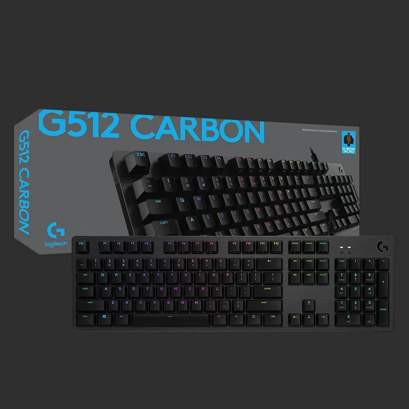 Logitech G512 mekaniskt speltangentbord, GX-Brown taktila switchar, LIGHTSYNC RGB-belysning, USB-genomskärning, aluminiu