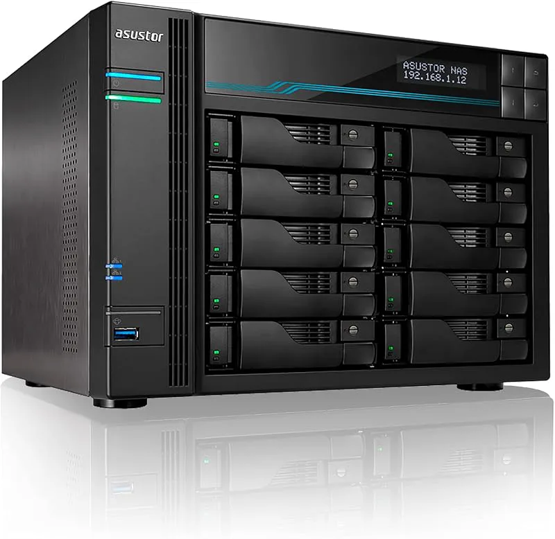 ASUSTOR Lockerstor 10, nätverksansluten förvaring för skapare och företag, Intel C3538 Quad Core 2,1 GHz, 2 x Intel 10 G