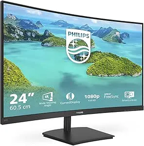 Philips 241E1SCA 59 cm (23,6 tum) böjd skärm (VGA, HDMI, 4 ms reaktionstid, 1920 x 1080, 75 Hz, FreeSync) svart