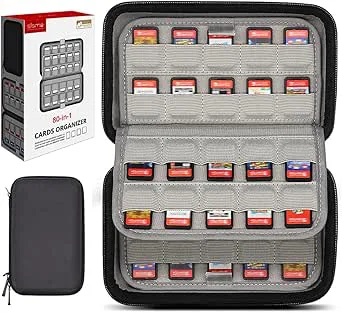 sisma 80 Switch Spel Korthållare Kompatibel med Nintendo Switch Spelkort SD Minneskort Hårt Fodral Spelkassetter Förvaringsfodral Förvaringsväska Svart
