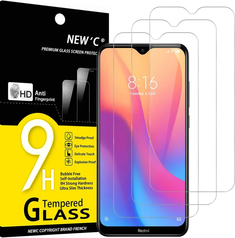 NEW'C 3 Pack, skärmskydd i glas för Xiaomi Redmi 8, Redmi 8A
