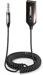 UGREEN Bil Bluetooth 6.0 Mottagare med 3,5 mm AUX Uttag och USB Trådlös Ljudadapter med Inbyggd Mikrofon och Lång Kabel för Bil TV Hemhögtalare Huat Högtalarförstärkare (Space Gray)