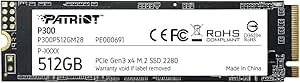 Patriot minne P300 M.2 Pcie Gen 3 x 4 512 GB lågströmförbrukning SSD, P300P512GM28