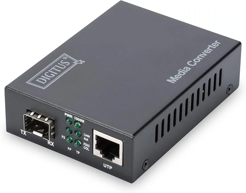 DIGITUS mediaomvandlare – SFP+ Port – 10 Gbit Ethernet – RJ45/SFP+ – 10GBase-T till 10GBase-R – svart