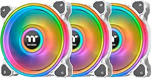 Thermaltake Riing Quad 12 RGB kylarfläkt/3-pack med kontroll/lågt brus – PWM-fodralfläkt/54 LED/NeonMaker stöds – vit