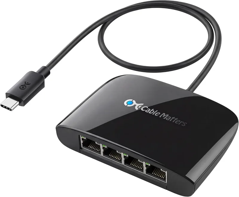 USB C till 4-port Gigabit Ethernet-switch