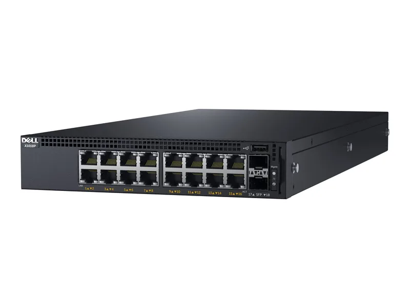 Dell Networking X1018P 16x 1GbE PoE och 2x 1GbE SFP Smart Web Managed Switch (renoverad)