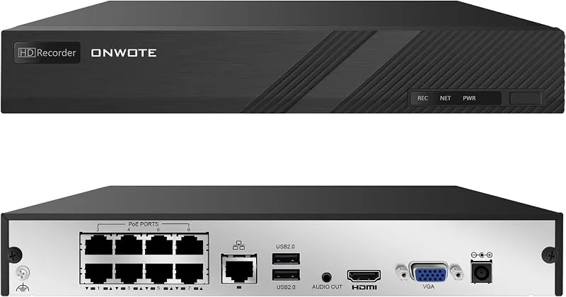 ONWOTE 8-kanals H.265 4K 8MP HD PoE IP-säkerhet NVR