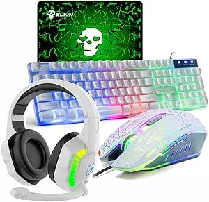 LexonElec Gaming Tangentbord & Mus och Headset & Musmatta Combo