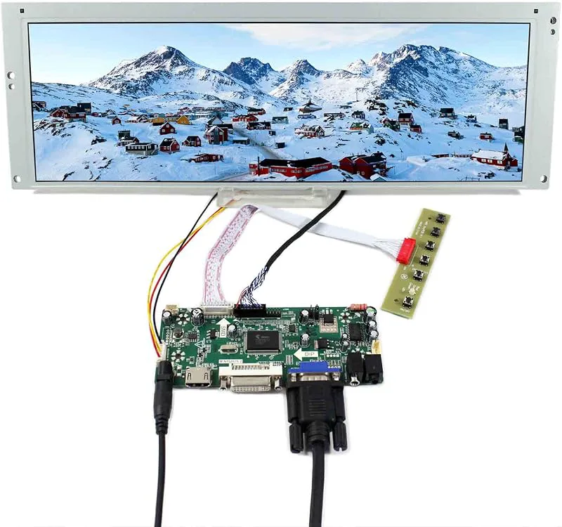 VSDISPLAY 14.9" 1280x390 Wide TFT LCD Screen LTA149B780F and VGA DVI Audio LCD Controller Board, for Marquee/Car Adverti