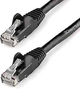StarTech.com 1,5 m CAT6 Ethernet-kabel – svart CAT 6 Gigabit Ethernet-kabel – 650 MHz 100 W PoE RJ45 UTP-nätverk/lappsladd utan trassel med avlastningsfluke testad/ledningar är UL-certifierad/TIA (N6PATC150 CMBK)